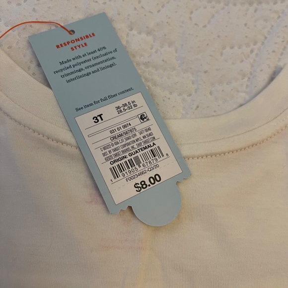 Cat and Jack Long Sleeve Top Eyelet Ruffle 3T  NWT - Picture 2 of 9